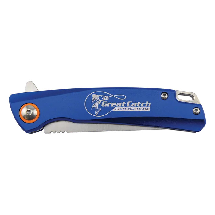 Bison River Blue 4" Anodized Aluminum Everyday Carry Knife w/Ball Bearing Open