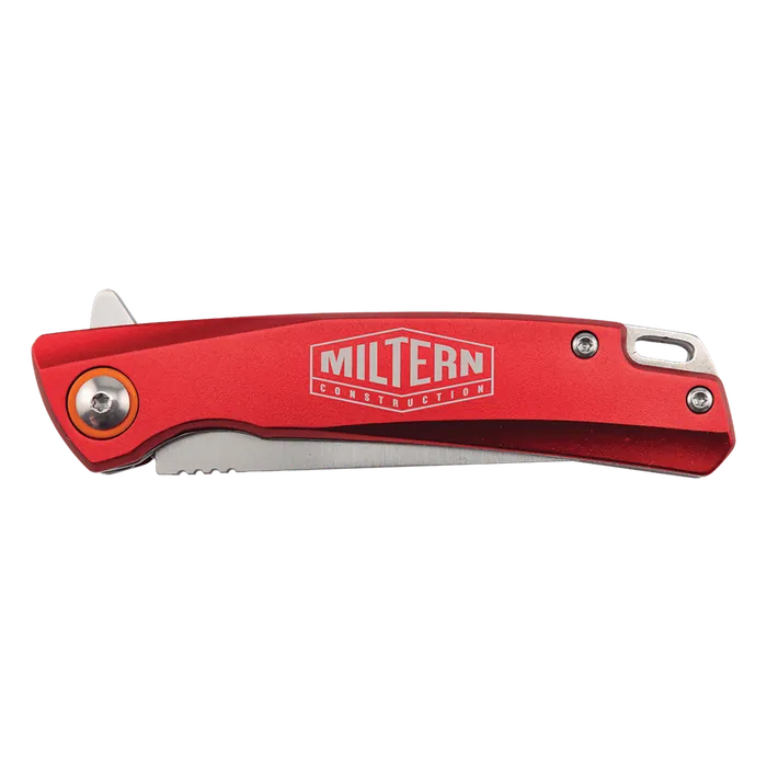 Bison River Red 4" Anodized Aluminum Everyday Carry Knife w/Ball Bearing Open