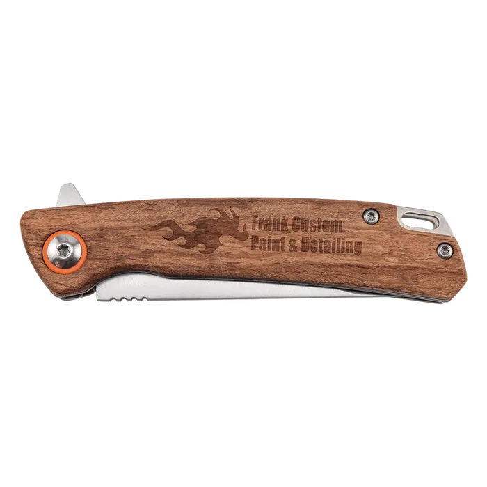 Bison River Wood Handle 4" Everyday Carry Knife w/Ball Bearing Open Mechanism