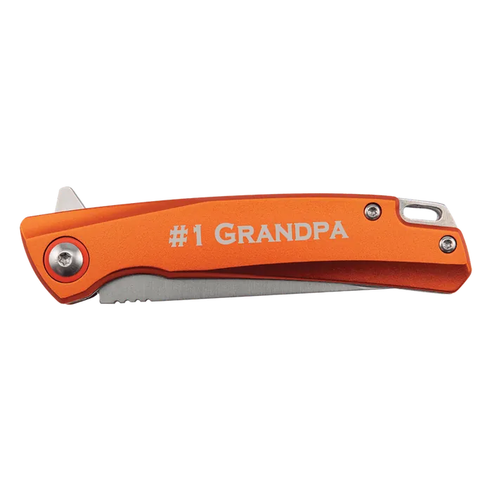 Bison River Orange 4" Anodized Aluminum Everyday Carry Knife w/Ball Bearing Open