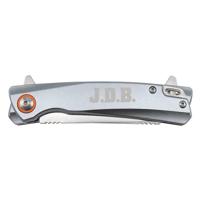 Bison River Gray 4" Anodized Aluminum Everyday Carry Knife w/Ball Bearing Open