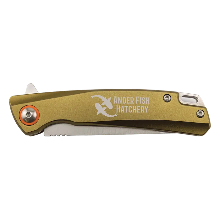 Bison River Flat Dark Earth 4" Anodized Alum Everyday Carry Knife w/Ball Bearing