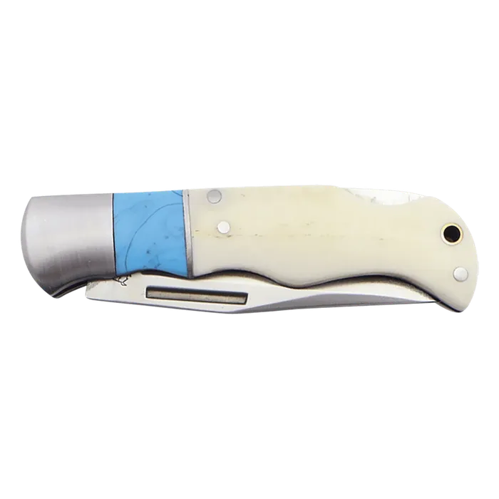 Bison River Blue/Bone Folding Knife