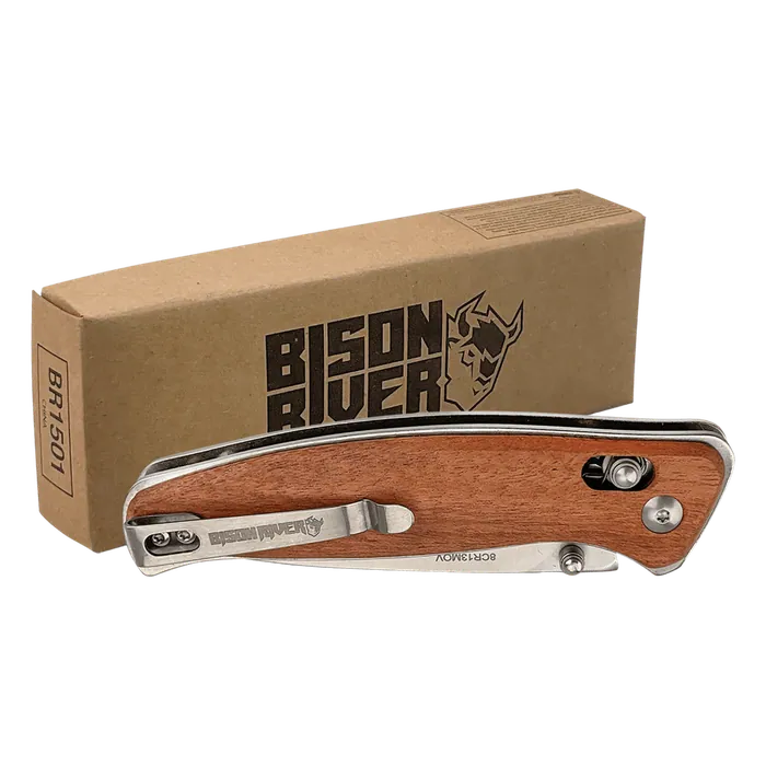 Bison River Wood Handle Button Lock Knife