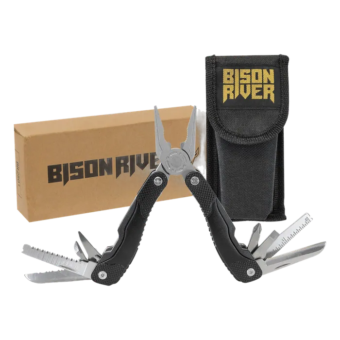 Bison River Anodized Aluminum Multi-Tool with Nylon Sheath and 13 Functions