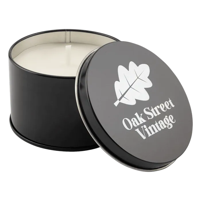 Weathered Oak Candle in a Black Metal Tin, 5.3 oz.