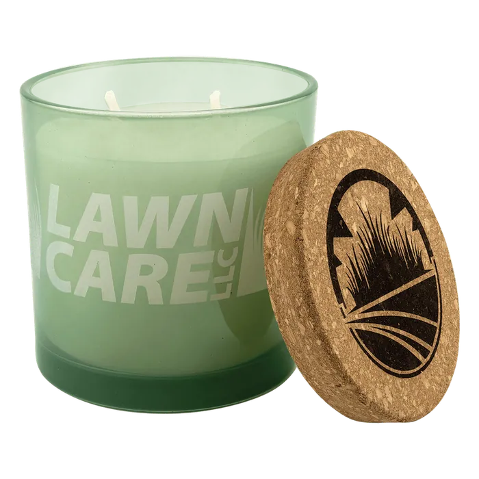 Citronella Candle in Green Glass Holder with Cork Lid, 14 oz.