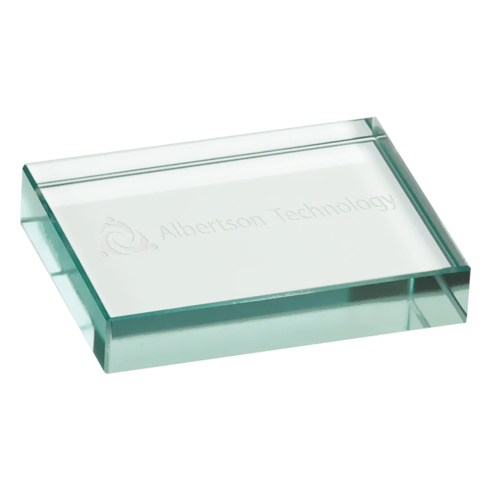 Jade Glass Paperweight, 4" x 3" x 3/4"