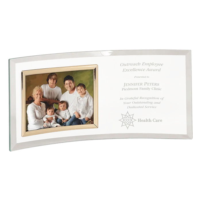 Jade Glass Crescent with Gold Horizontal 5" x 3 1/2" Frame