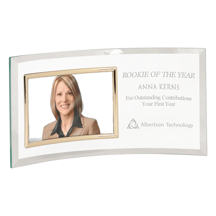 Jade Glass Crescent with Gold Horizontal 6" x 4" Frame