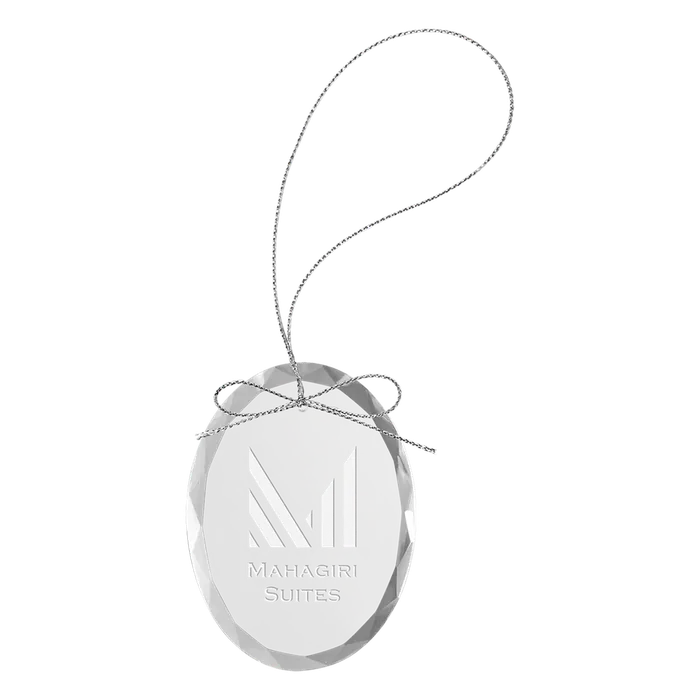 Oval Glass Ornament with Silver String Hanger