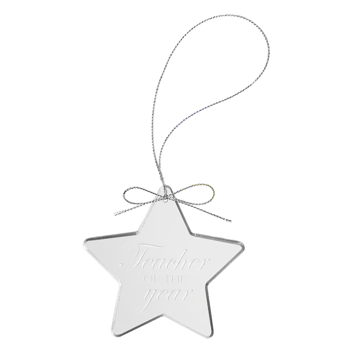 Star Glass Ornament with Silver String Hanger