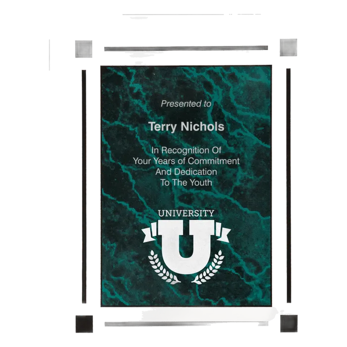 Small Green Marble Clear Plaque