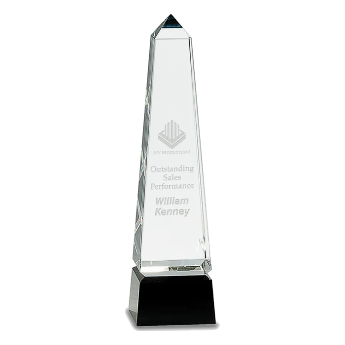 10" Crystal Obelisk on a Black Crystal Base