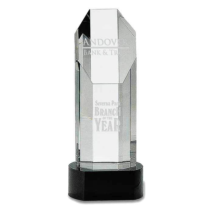 9 3/4" Crystal Octagon Slant-Top Tower on Black Crystal Base