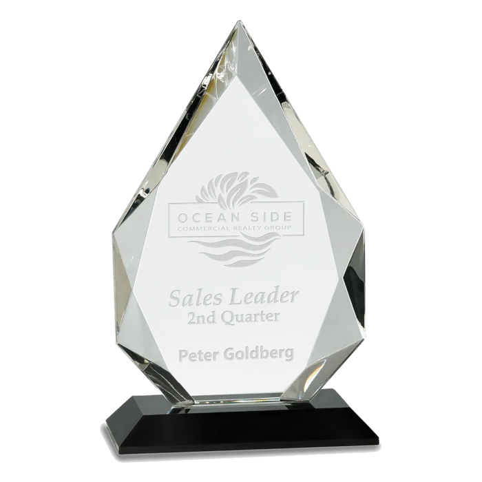 Diamond Crystal on a Black Pedestal Base, 8"