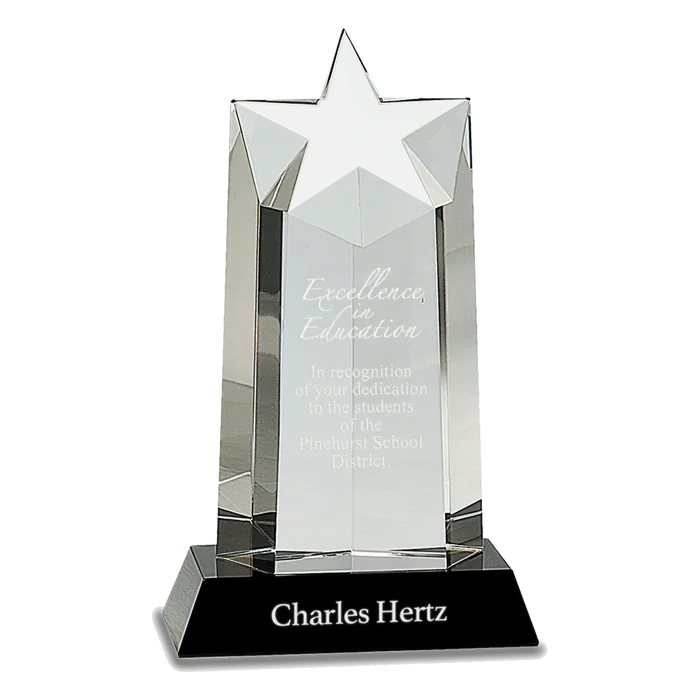 9 1/4" Crystal Star Column on a Black Crystal Base