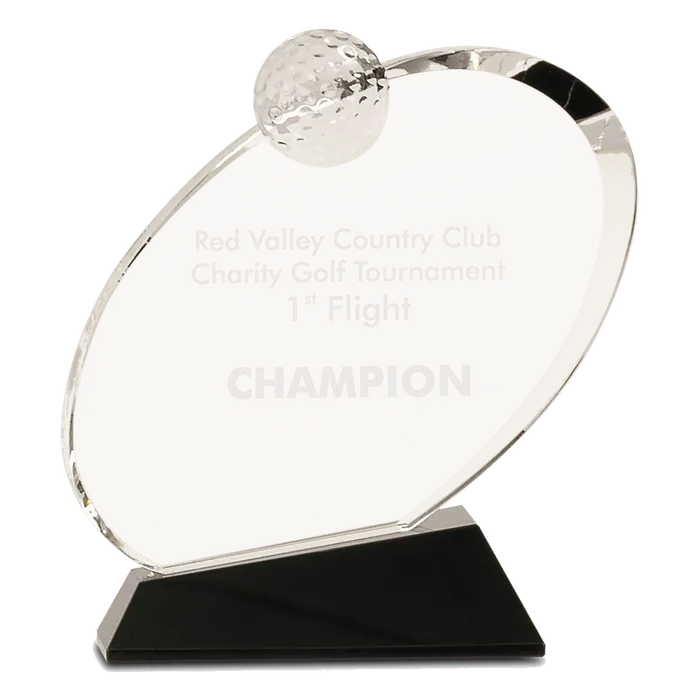 Crystal Oblong Golf Award, 6 1/2" x 7 1/4"