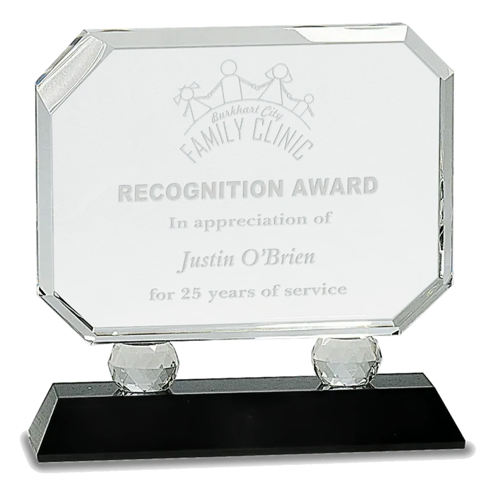 Medium Rectangle Crystal on Black Pedestal Base