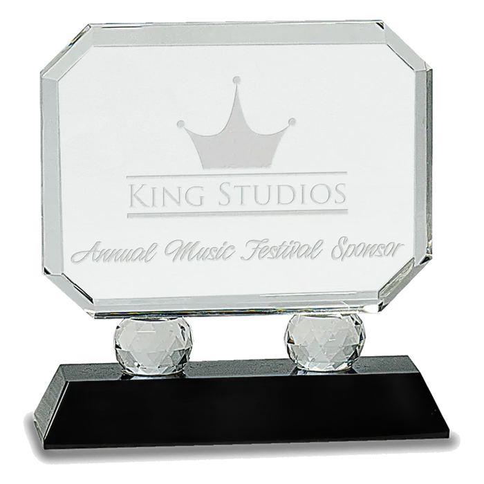 Small Rectangle Crystal on Black Pedestal Base