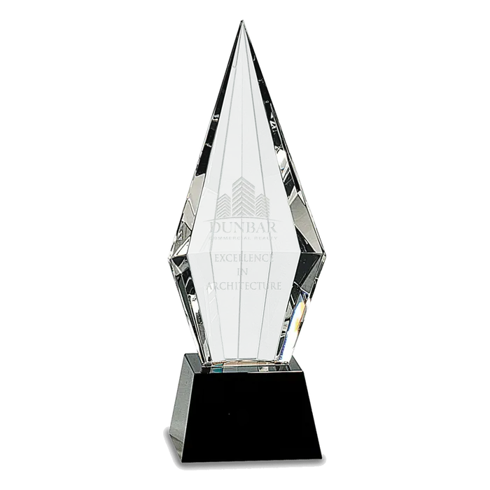 9 1/2" Crystal Faceted Obelisk on a Black Crystal Base