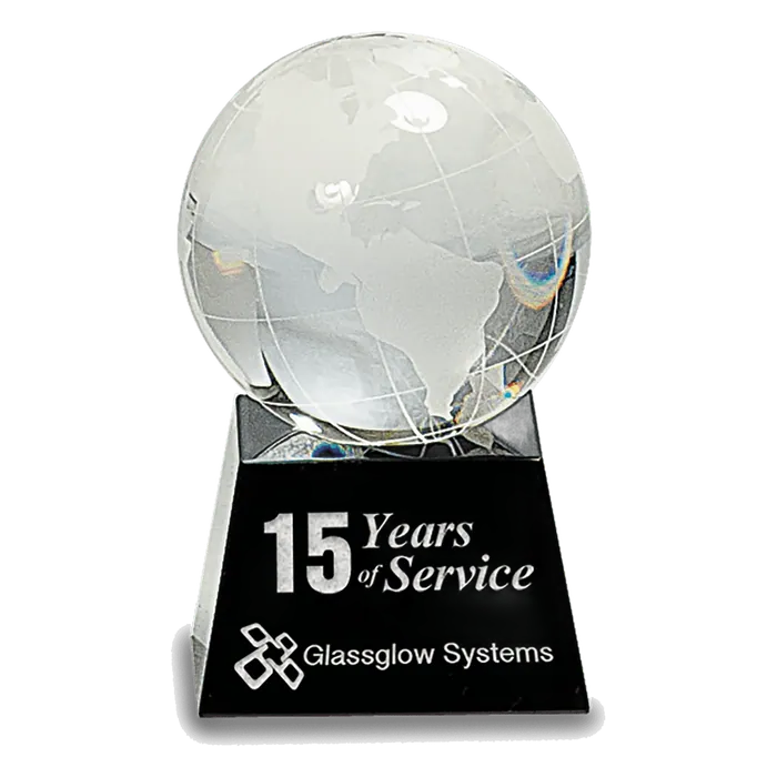Crystal Globe on Black Base, 3"