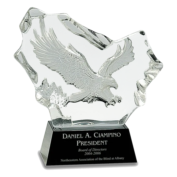 Crystal Carved Eagle on Black Base