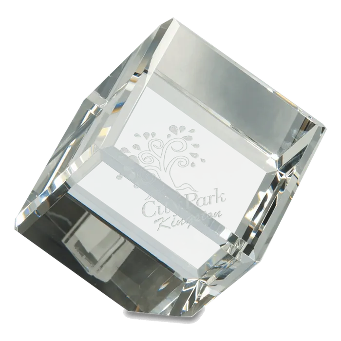 4 1/2" Crystal Cube Paperweight
