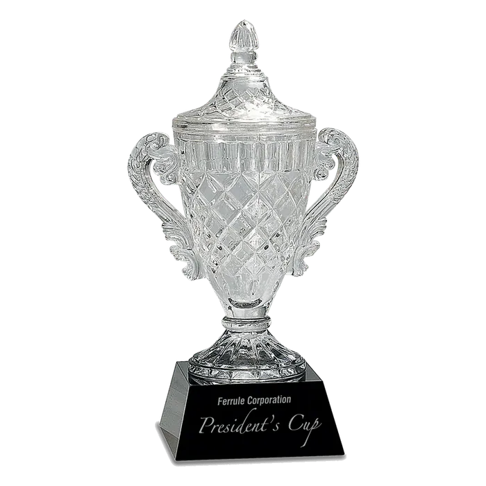Crystal Cup on a Black Pedestal Base, 14"