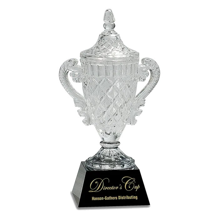 Crystal Cup on a Black Pedestal Base, 12 3/4"