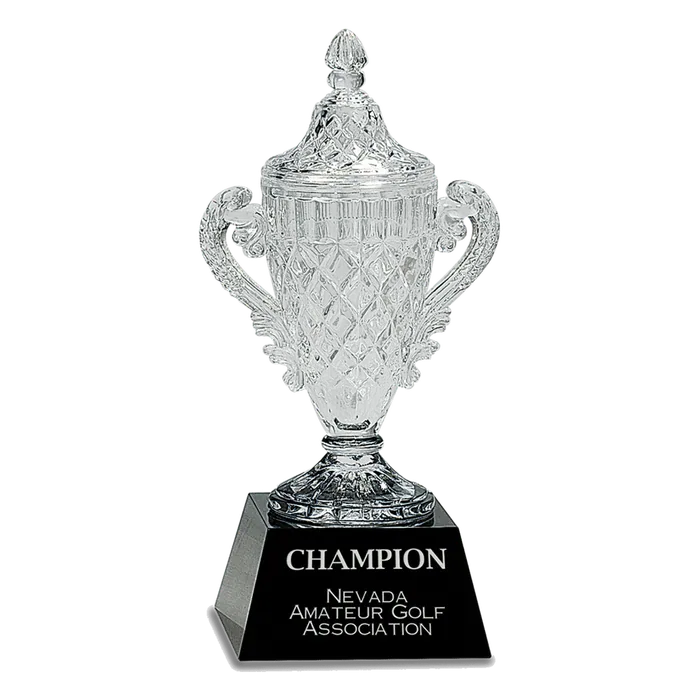 Crystal Cup on a Black Pedestal Base, 10 3/4"