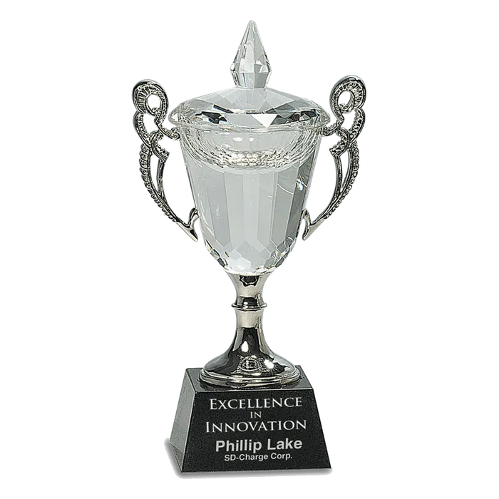 Crystal Cup with Silver Handles and Stem, 8"