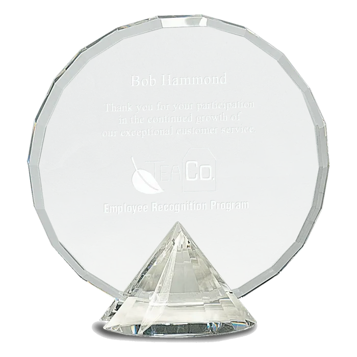 Clear Round Crystal on Clear Diamond Base, 7 1/2"