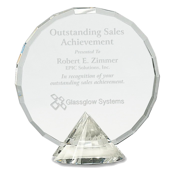 Clear Round Crystal on Clear Diamond Base, 6 1/2"