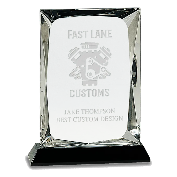 Clear Crystal Rectangle on a Black Base, 7"