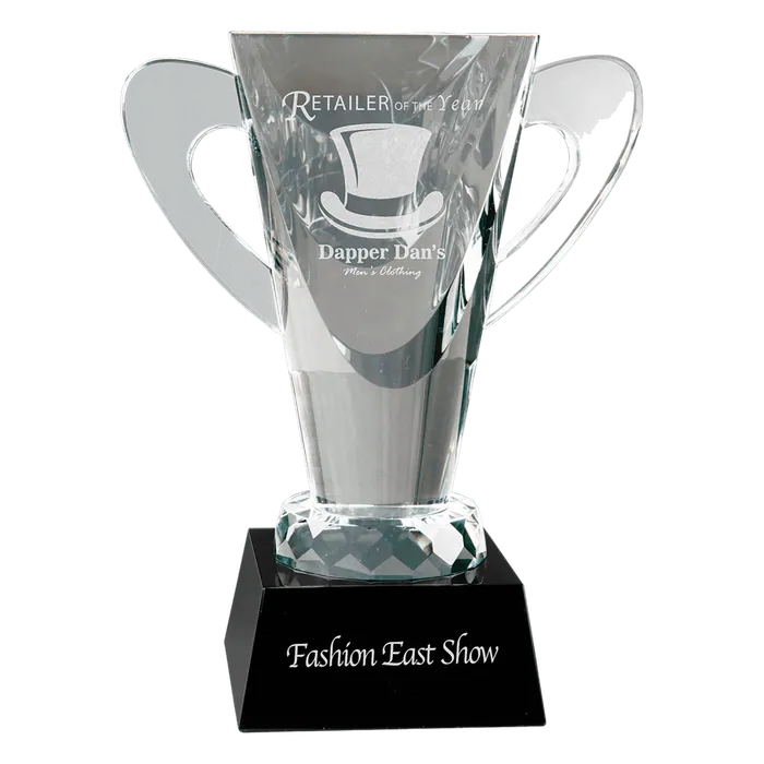 Crystal Cup on Black Pedestal Base, 7 3/4"