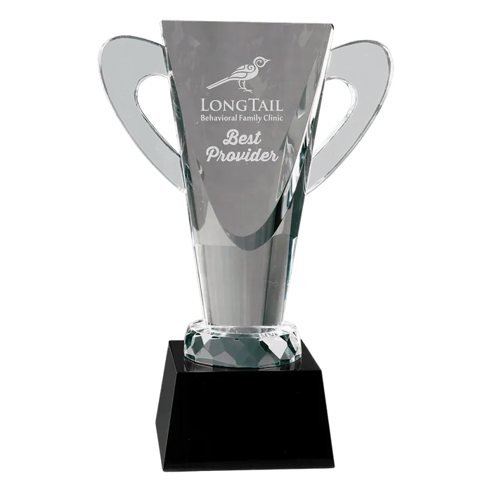 Crystal Cup on Black Pedestal Base, 9"