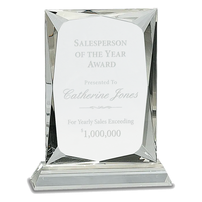 Clear Crystal Rectangle on a Clear Base, 7 1/4"