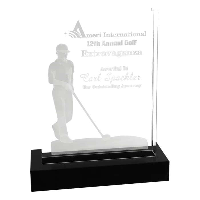 3D Male Golf Crystal Award