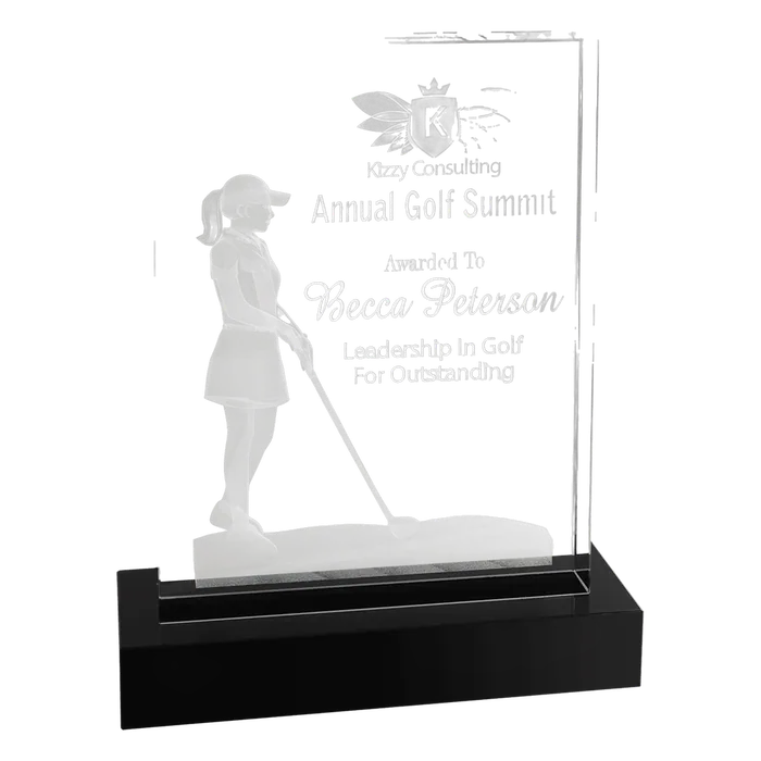 3D Female Golf Crystal Award