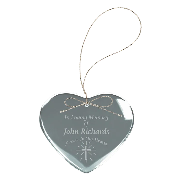 Crystal Heart Ornament with Silver String Hanger