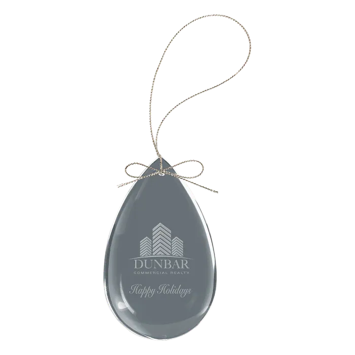Teardrop Crystal Ornament with Silver String Hanger