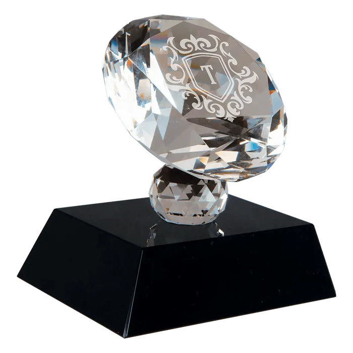Crystal Diamond on a Black Pedestal Base