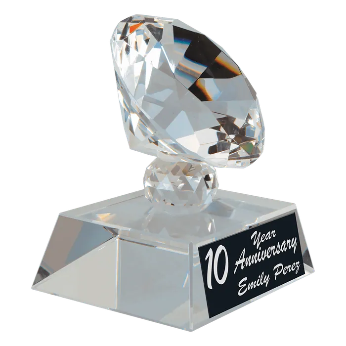 Crystal Diamond on a Clear Pedestal Base