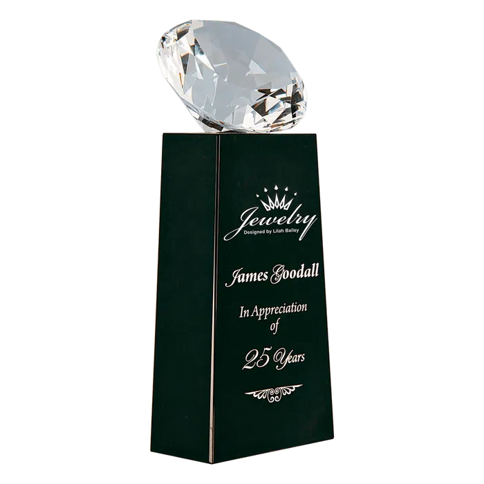 Crystal Diamond on Black Crystal Pedestal