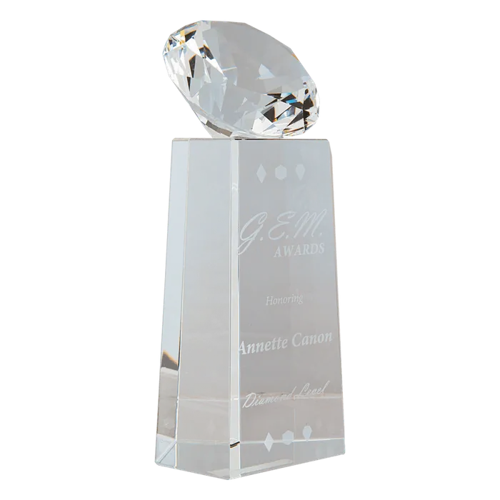 Crystal Diamond on Clear Crystal Pedestal
