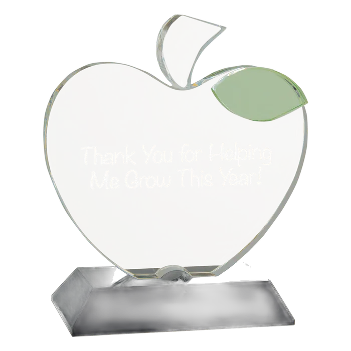 Clear Crystal Apple on a Black Base