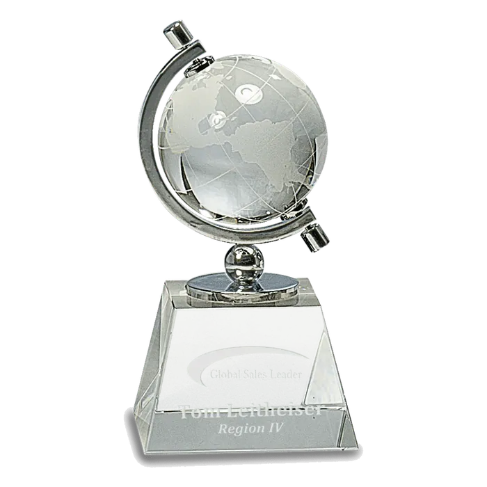 Crystal Spinning Globe on Clear Base
