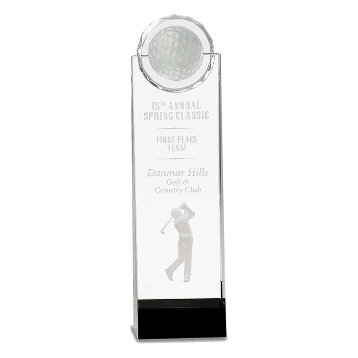 Clear Crystal 3D Golfer Standup Award, 11 1/4"