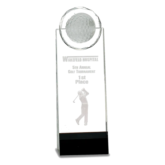 Clear Crystal 3D Golfer Standup Award, 9 1/2"